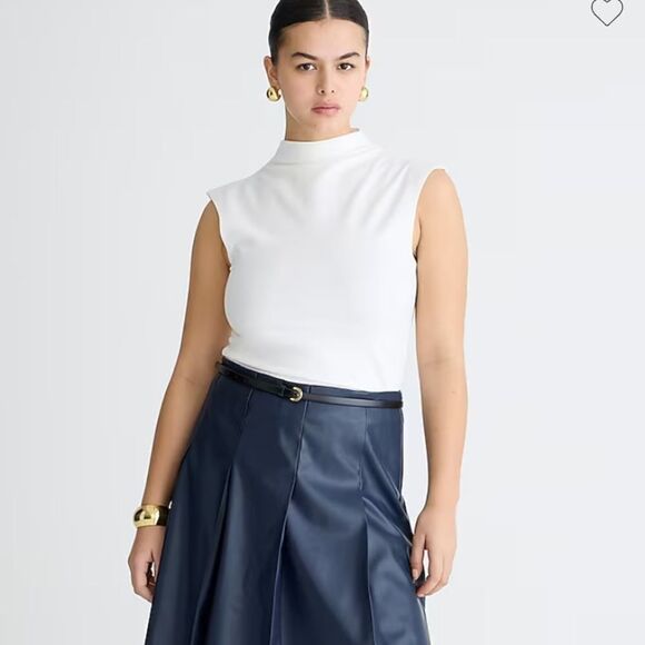 J.Crew Fitted mockneck tank top in stretch cotton blend - Picture 1 of 8